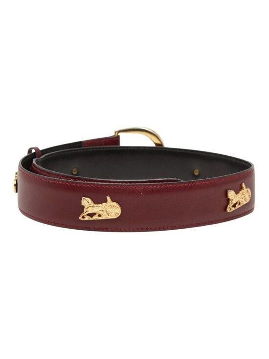 Celine Vintage Carriage Belt 70 Wine Red Bordeaux Leather